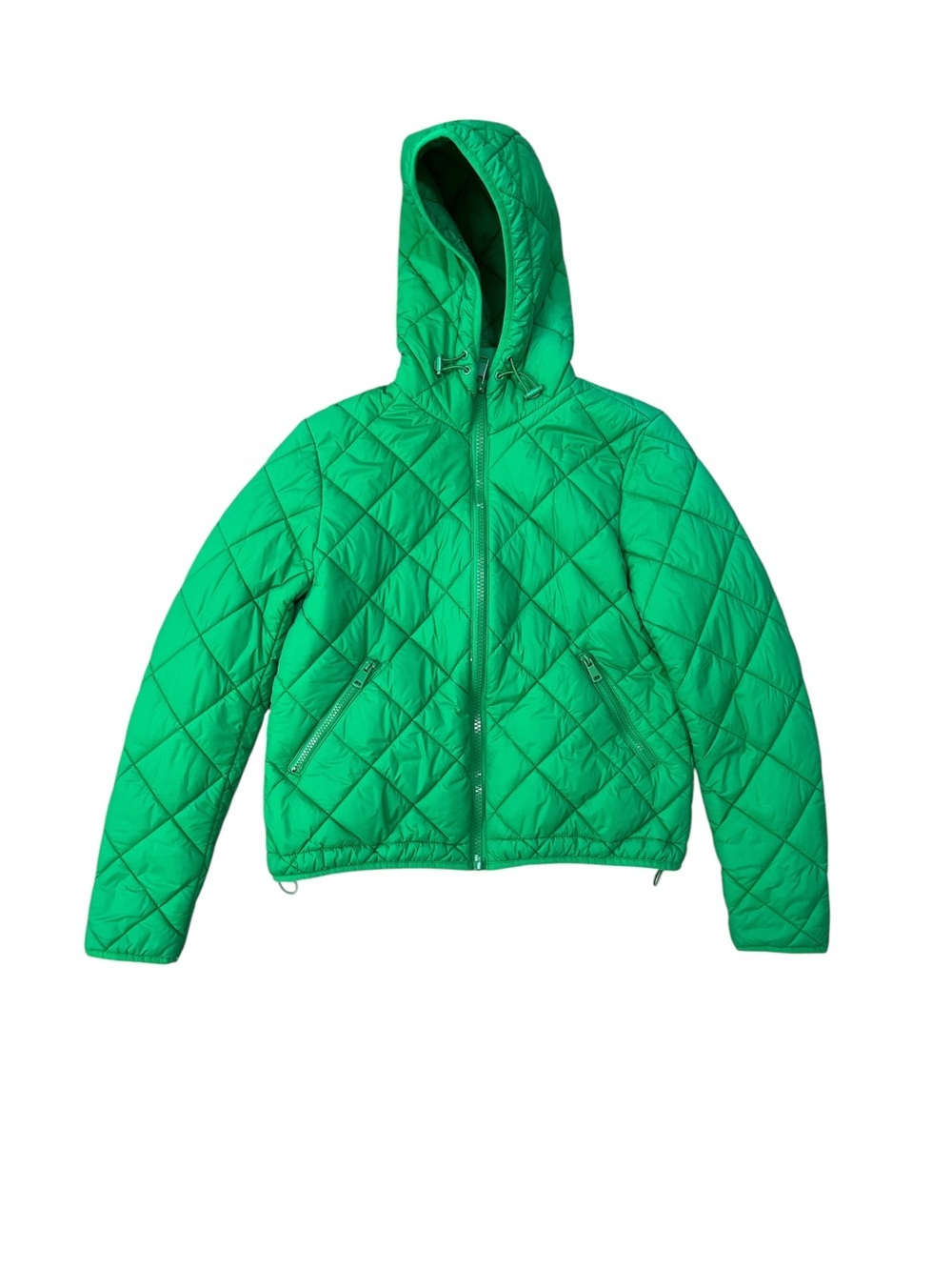 Zara Women’s Size M US Long Sleeves Hooded Quilted Short Jacket Green - Picture 2 of 16